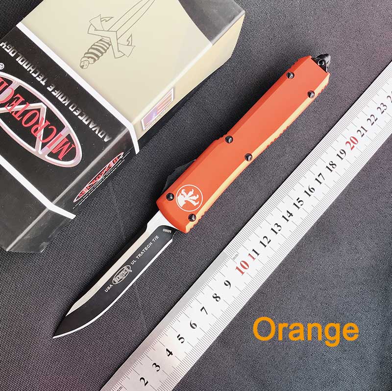 AUTO micro-tech UTX 85 Automatic knife double action Tactical knife carbide class breaker Aviation Aluminum orange handle pocket knives
AUTO micro-tech UTX 85 Automatic knife double action Tactical knife carbide class breaker Aviation Aluminum orange handle pocket knives