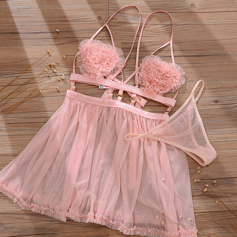 Sexy Sleepwear Female Summer Thin Suspender Strap Night Dress Short Back Sexy Home Clothes with Panty Nighty Sleepshirts V191213
