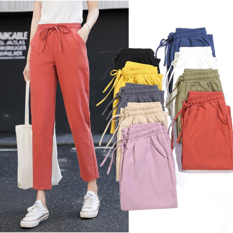 Pants 2XL Womens Spring Summer Pants Cotton Linen Solid Elastic waist Candy Colors Harem Trousers Soft high quality Female ladys, Yellow
Pants 2XL Womens Spring Summer Pants Cotton Linen Solid Elastic waist Candy Colors Harem Trousers Soft high quality Female ladys, Yellow
