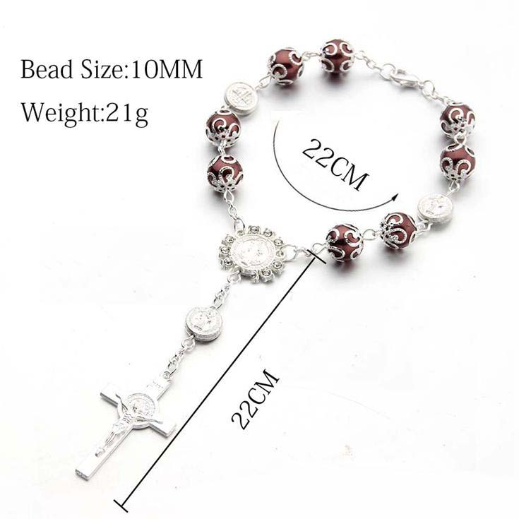 Cross pendant beaded bracelet Jesu Christianism baby shower supplies religion wedding gifts rosary bracelet charm bracelet Religious jewelry