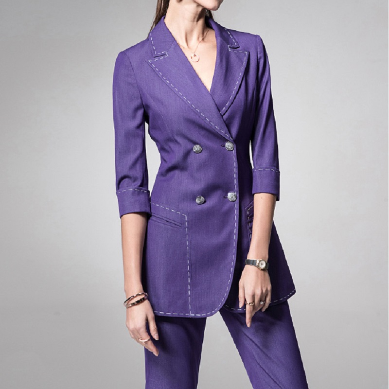 Fashion Purple Mother of the Bride Dresses 2 Pieces Long Sleeve Formal Outfit For Weddings Tuxedos Suits (Jacket+Pants)