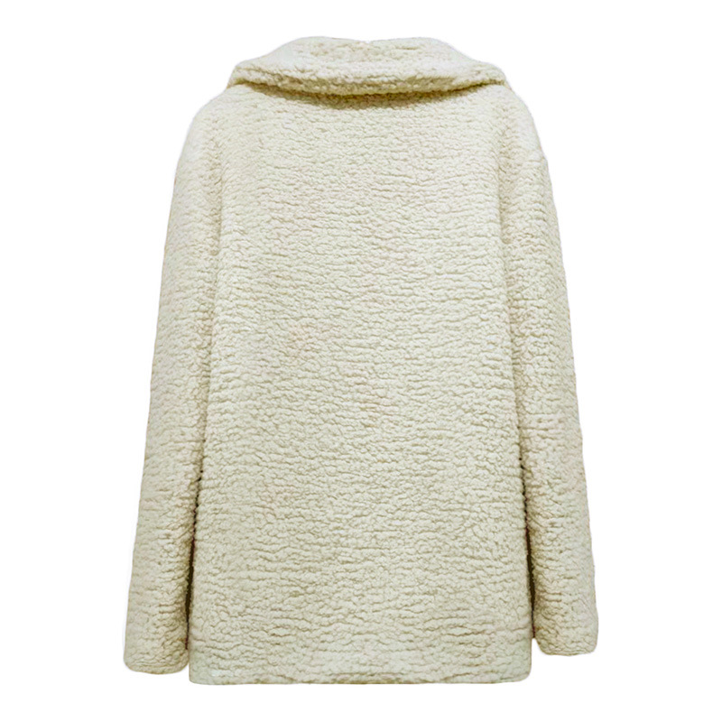 Women's Lapel Jackets Winter Women Wool Blend Cardigans Overcoat Warm Jumper Fleece Faux Fur Plush Coat Hoodie Plus size