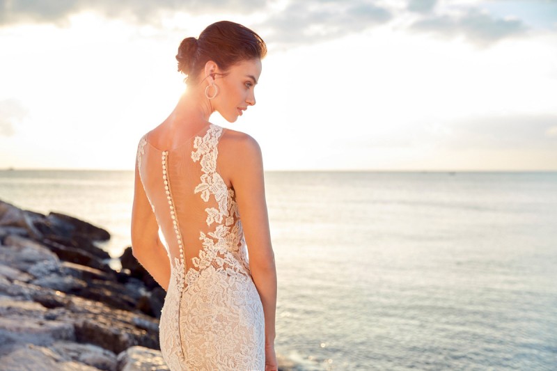 eddy k mermaid wedding dresses sweep train sheer jewel neck lace appliqued bridal gowns country bohemian vintage beach wedding dress