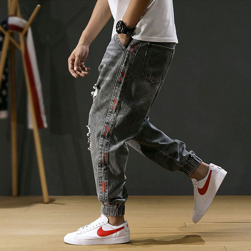 Japanese Style Fashion Men Jeans Stripe Designer Loose Fit Destroyed Ripped Harem Jeans Men Cargo Pants Streetwear Hip Hop, Gray
Japanese Style Fashion Men Jeans Stripe Designer Loose Fit Destroyed Ripped Harem Jeans Men Cargo Pants Streetwear Hip Hop, Gray