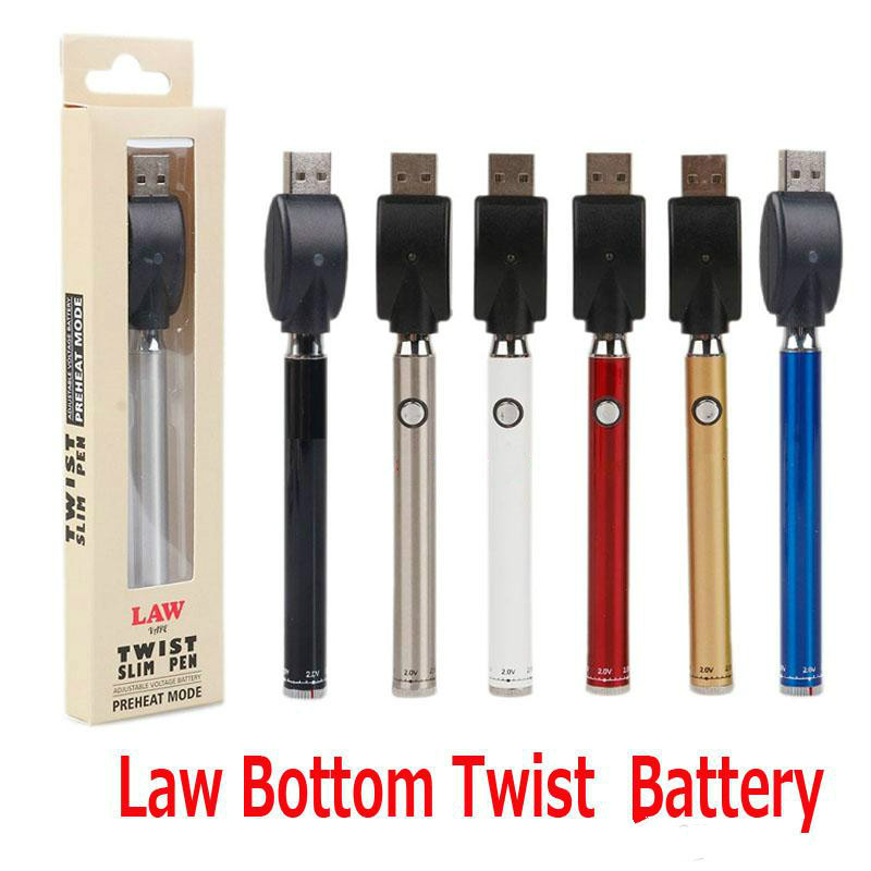 Law Preheat VV Battery Bottom Twist 350mAh Vertex Vape Pen Variable Voltage USB Charger Battery Kit For 510 Thread Thick Oil Cartridges Tank, White
Law Preheat VV Battery Bottom Twist 350mAh Vertex Vape Pen Variable Voltage USB Charger Battery Kit For 510 Thread Thick Oil Cartridges Tank, White