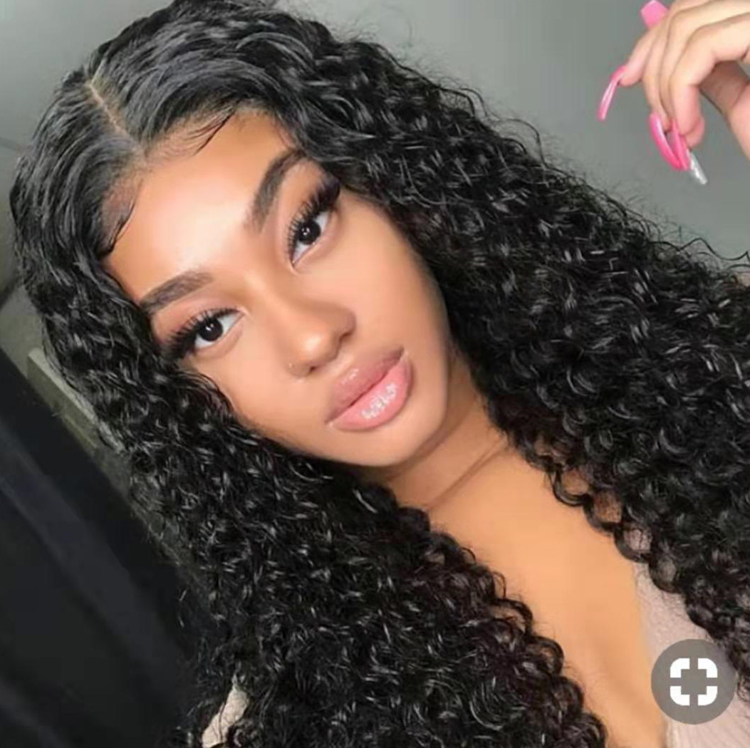 Water Wave Human Hair Lace Front Wig Pre-plucked 14 Inch Brazilian Virgin Hair Curly 360 Lace Wigs for Black Women 130%density