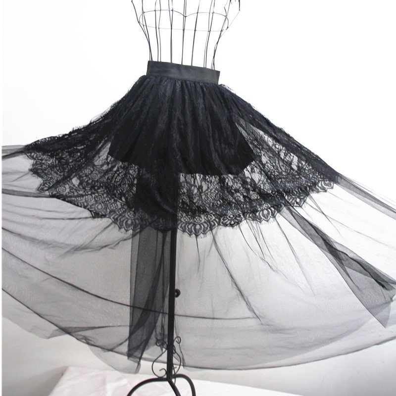 Newest Women's Casual High Stretch Solid Black 3-Layer Long Floral Lace Mesh Skirt Party Club Dancing Wearing S-XXL Drop Ship