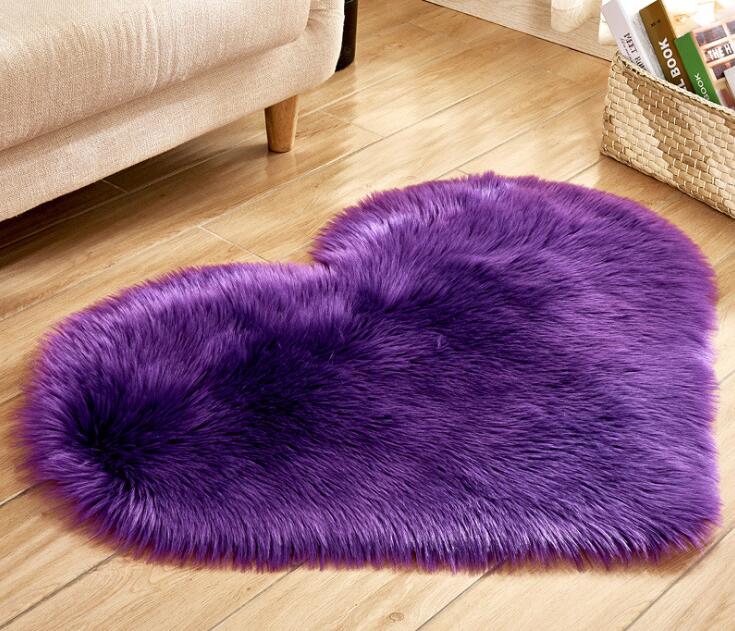 Heart Shaped Long Fur Carpet Shaggy Carpet Artificial Wool Sheepskin Baby Room Bedroom Soft Area Mat