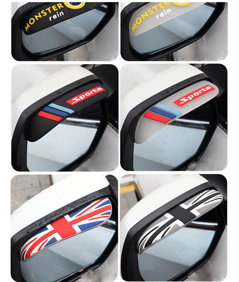 1Pair Auto Stickers Universal Car Rearview Mirror Rainshield Cute Cartoon Rain Eyebrow Car Mirrors Accessories