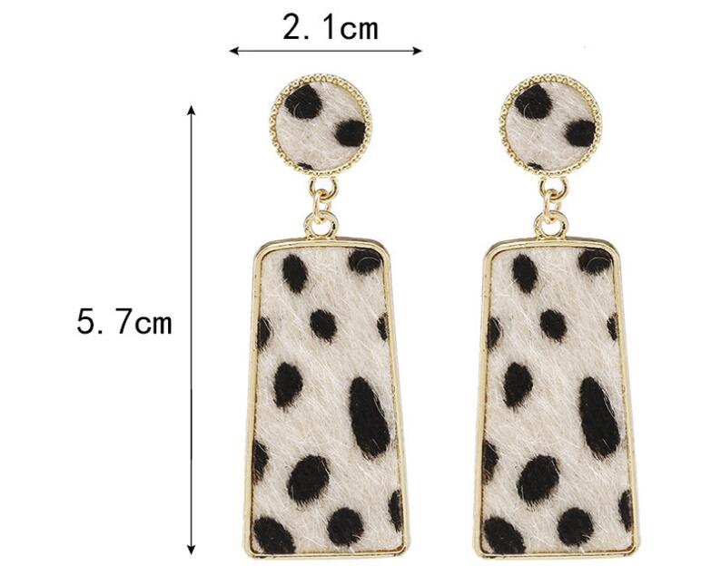 New accessories Korean style fashion personality leopard suede earrings geometric square long earrings earrings WY705