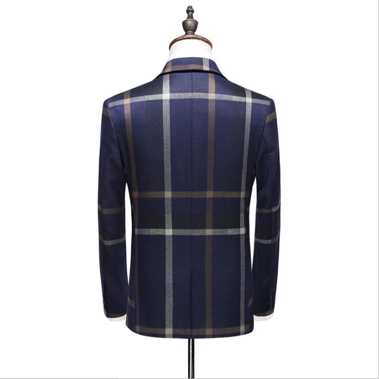 grey mens vintage plaid suits british style slim notch lapel groom party tuxedo wedding tuxedos formal prom suit jacketpantsvest