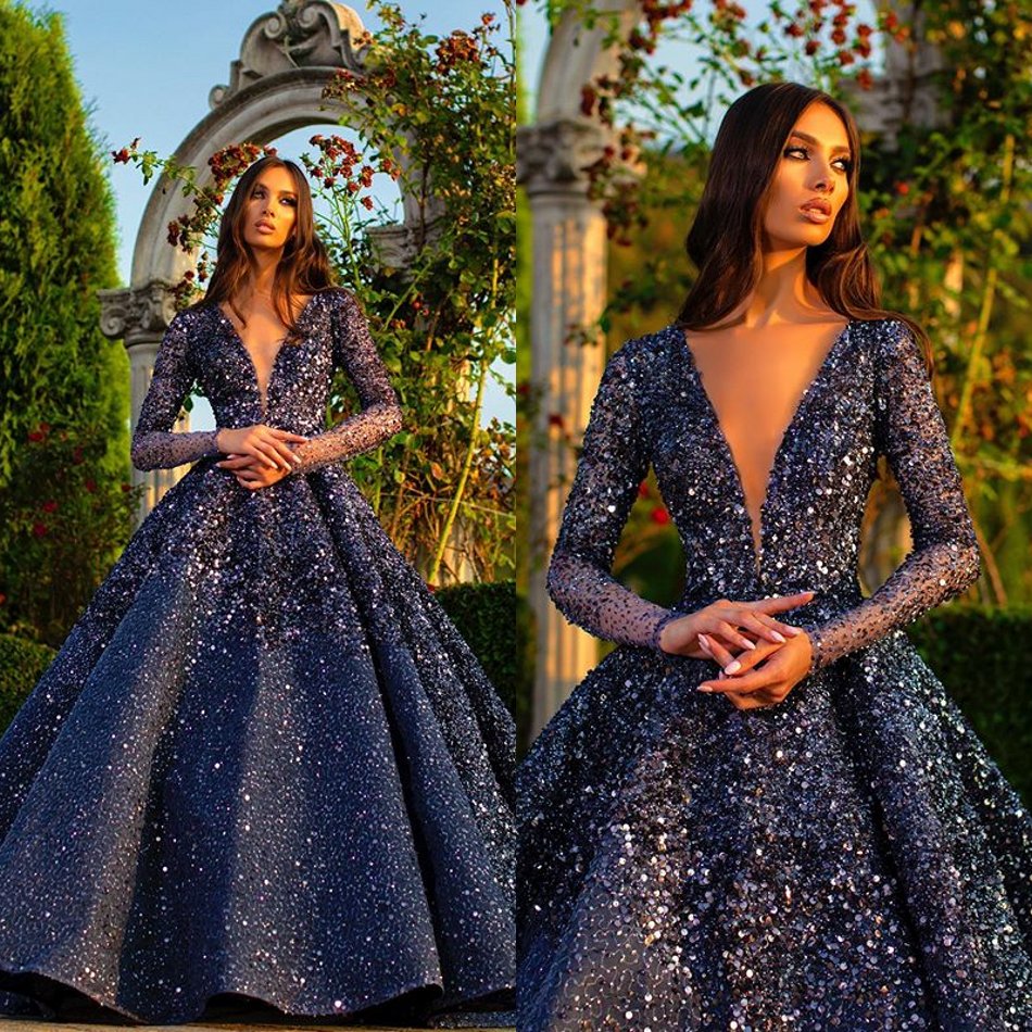 2020 Bling Evening Dresses V Neck Beaded Sequins Long Sleeves Lumbar Prom Dress Ruffle Sweep Train Custom Made Formal Party Gown, Same as picture
2020 Bling Evening Dresses V Neck Beaded Sequins Long Sleeves Lumbar Prom Dress Ruffle Sweep Train Custom Made Formal Party Gown, Same as picture