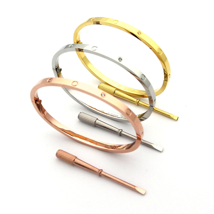Newest 17cm 316L Titanium steel 4mm narrow bracelet lovers bangle for women scews cuff bracelet bangle never fade with box
Newest 17cm 316L Titanium steel 4mm narrow bracelet lovers bangle for women scews cuff bracelet bangle never fade with box
