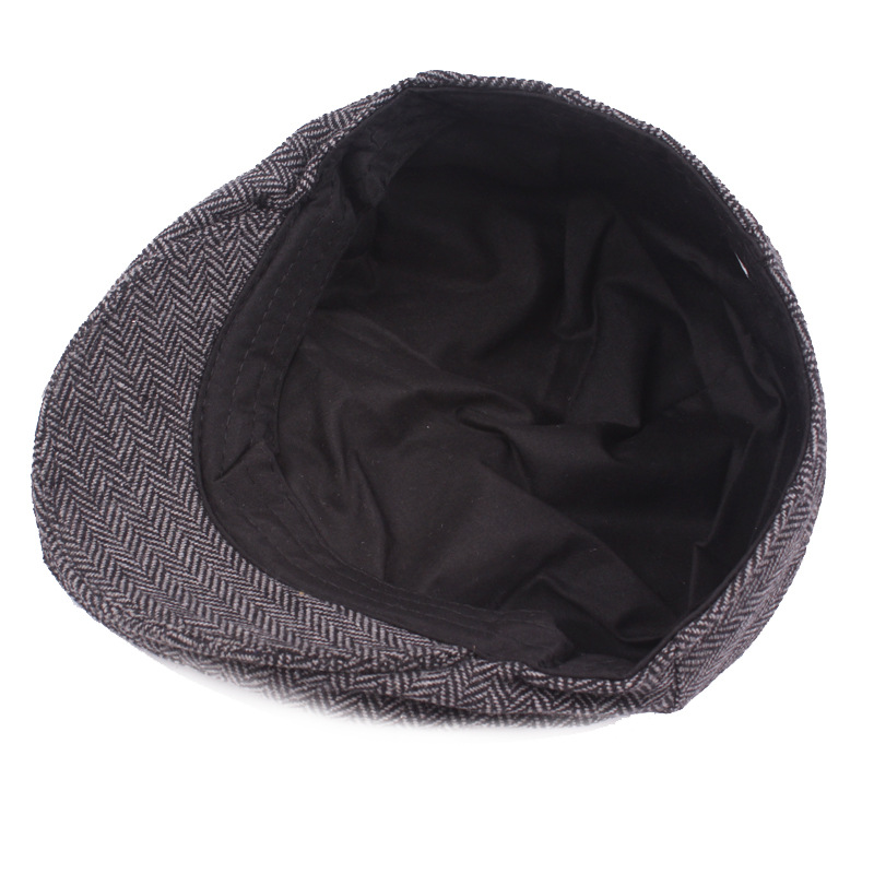 Autumn Winter Men Cap Hats British Western Style Wool Advanced Flat Ivy Cap Classic Vintage Striped Beret