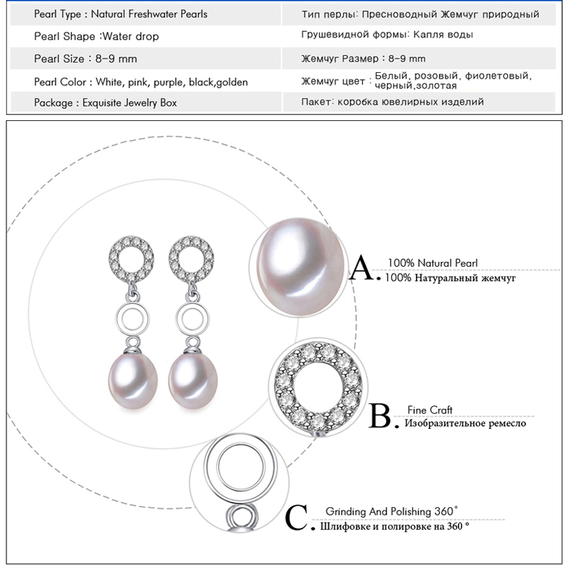 Fashion-Freshwater Drop Pearl Earring DHgate 925-sterling-silver long Earrings Pearls Jewelry bohemia double round earrings