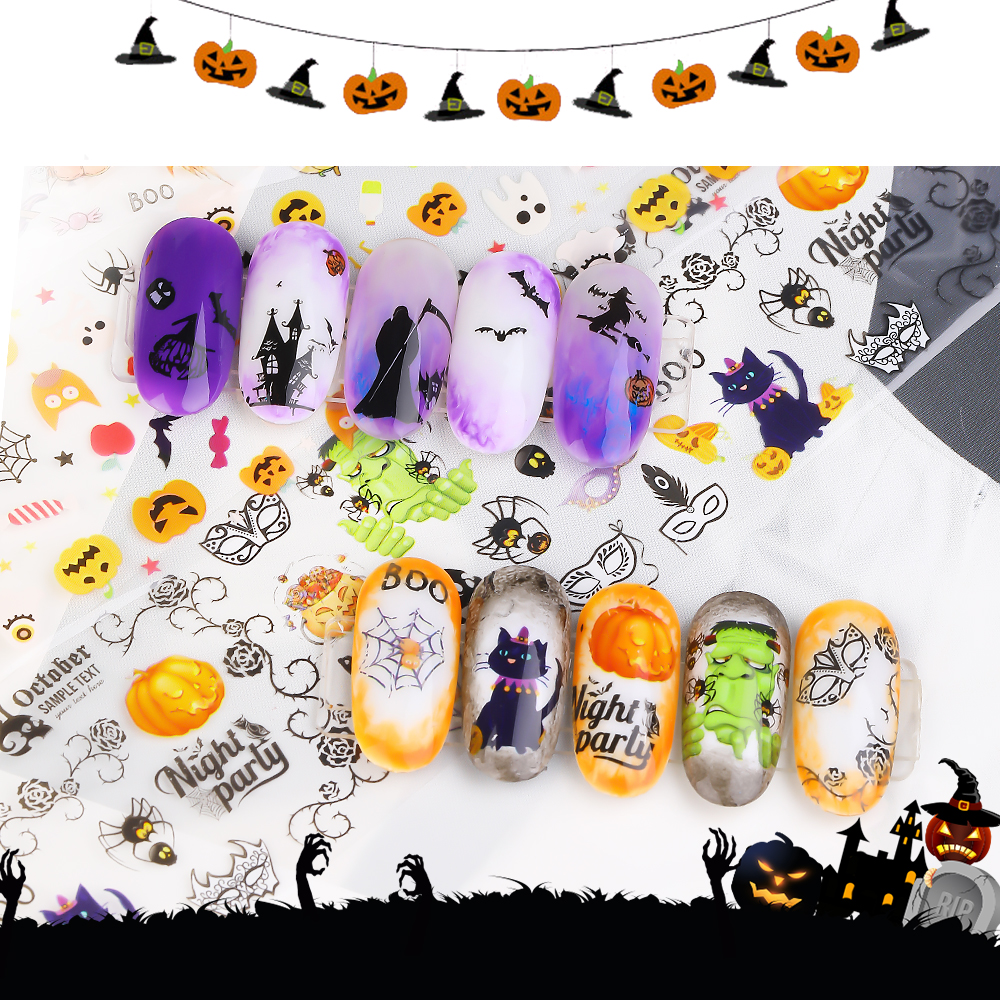 3d nail stickers transfer paper halloween slider designs skull pumpkin flora moon magic midnight ghost decoration tattoo f664, Black
3d nail stickers transfer paper halloween slider designs skull pumpkin flora moon magic midnight ghost decoration tattoo f664, Black