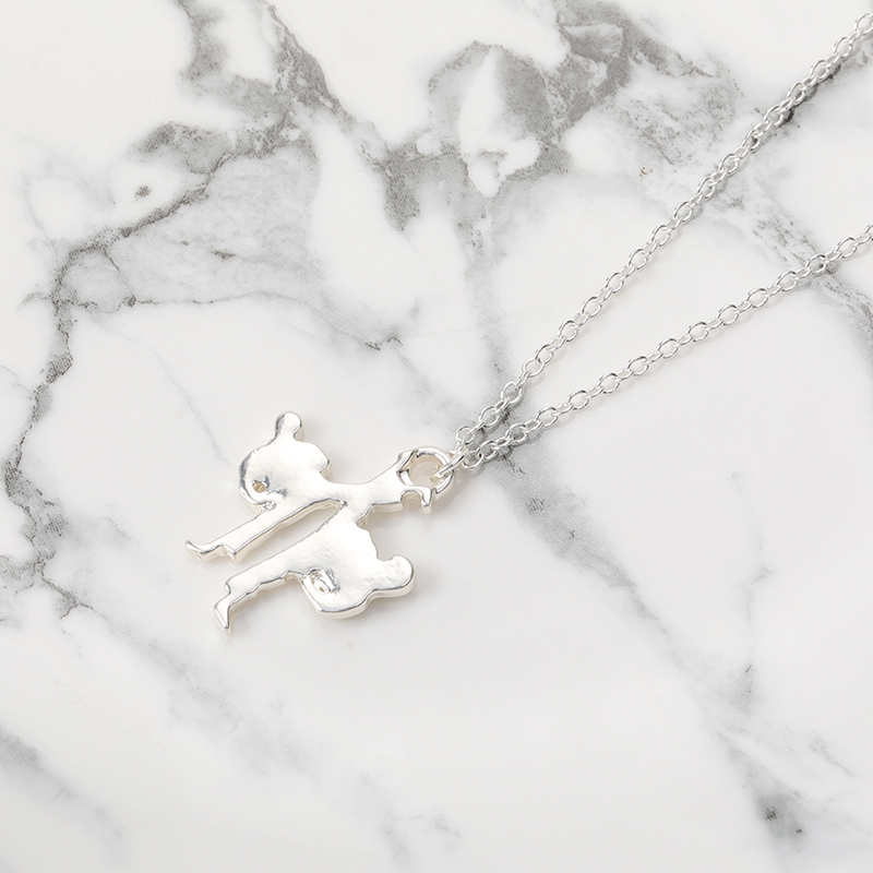 10pcs Karate Kickboxing Fighting Pendant Charm Necklace Two Kungfu Fighters Chain Jewelry Necklace Gift for Friends