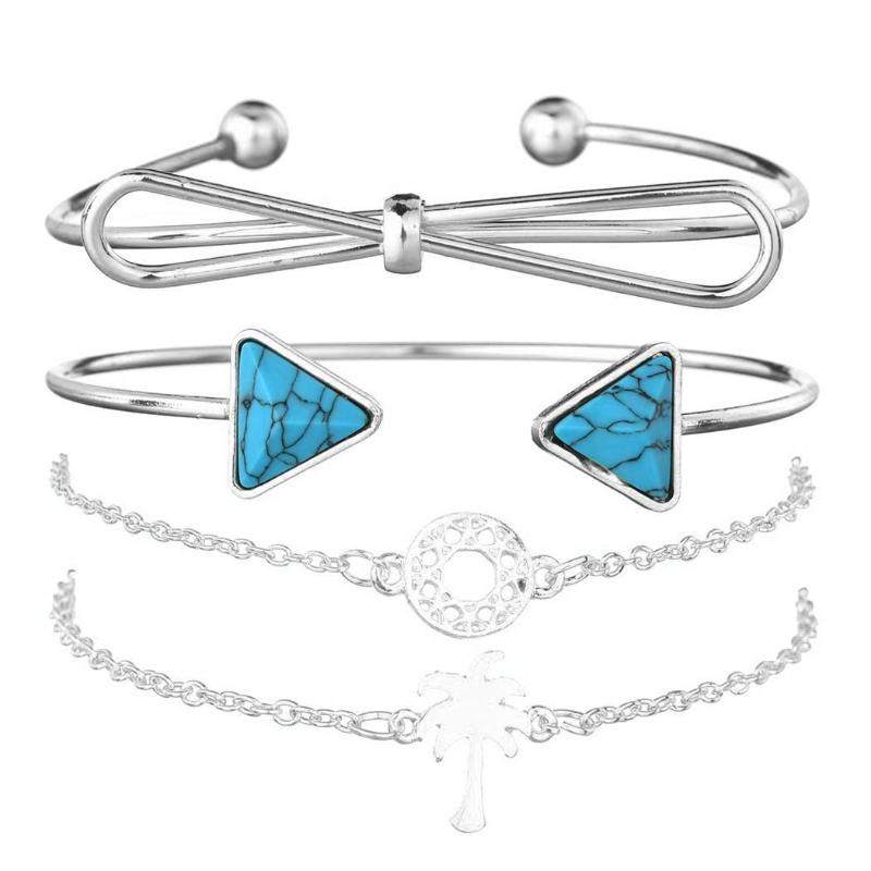 Cuff Fashion Bow Coconut Tree Geometric Bangles Women Bracelet Set Of (4Pcs) 17.5-24cm/6.9-9.4inch Jewelry Gift
Cuff Fashion Bow Coconut Tree Geometric Bangles Women Bracelet Set Of (4Pcs) 17.5-24cm/6.9-9.4inch Jewelry Gift