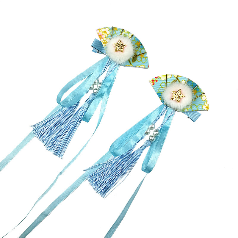 Vintage retro tassels ribbon fan hair clip headwear anime cosplay costume for birthday wedding party baby shower, Blue
Vintage retro tassels ribbon fan hair clip headwear anime cosplay costume for birthday wedding party baby shower, Blue