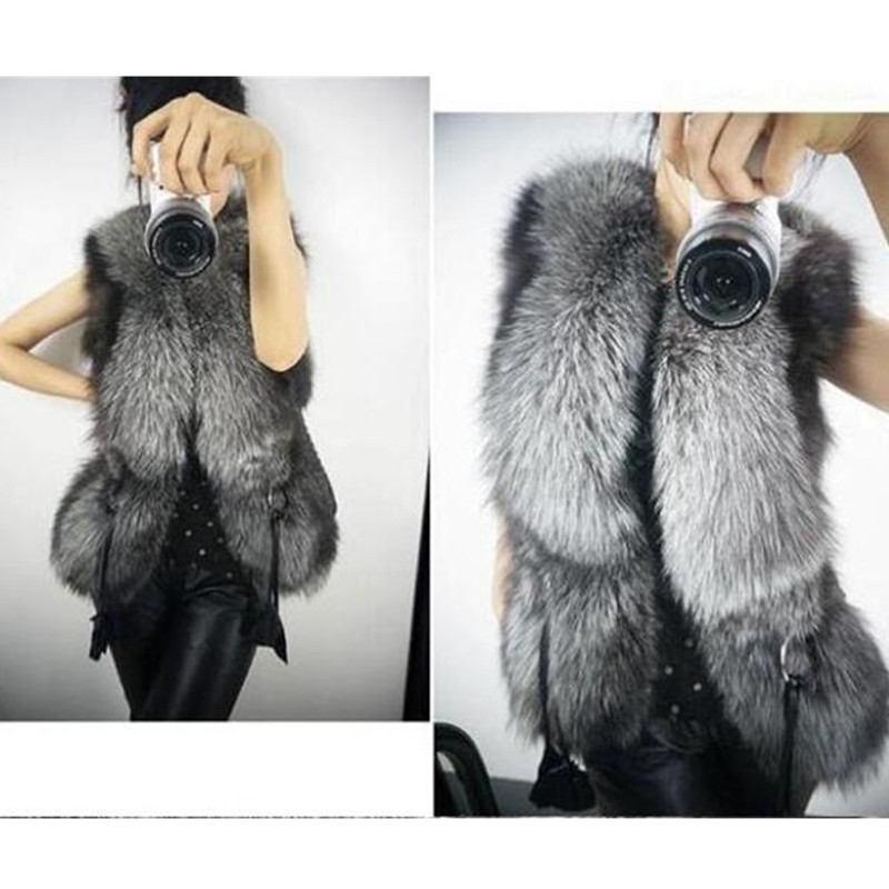 2018 New Fashion Spring Winter Leather Fur Vest Plus Size 6Xl Casual Women Coat Sleeveless Warm Autumn Fur Vest Outerwear