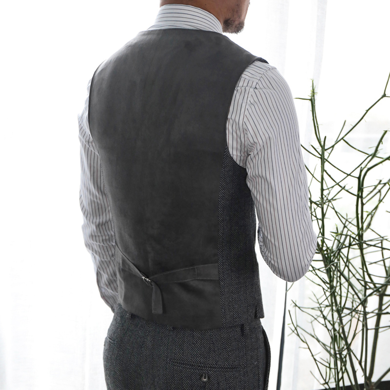 2020 New Wool Groom Vests For Rustic Wedding Party Vests Slim Fit Mens Vests Custom Made Plus Size British Style Groom Wear Business Suit