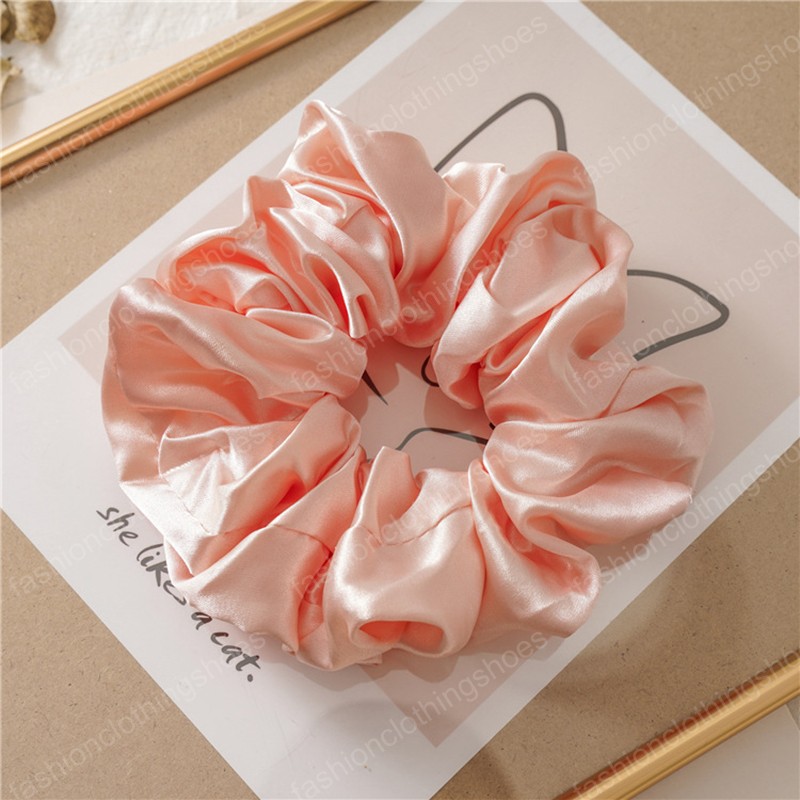 Ins Big Size Bright Color Hair Scrunchies Women Silk Scrunchie Elastic Hair Bands Girls Headwear Donut Grip Loop Ponytail Holder