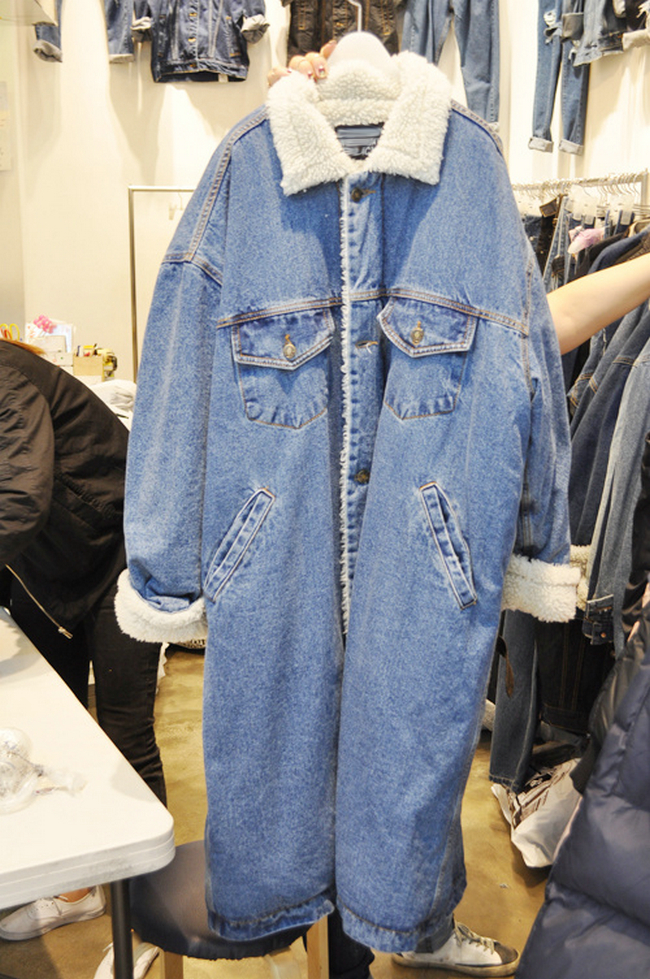 Fashion-Wholesale-Men Long Denim Jacket High Street Fashion Hip Hop Winter Thick Cashmere Jean Trench Coat Windbreaker Male Overcoat