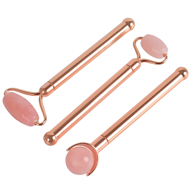 Portable Face Lift Massager Crystal Roller Set Facial Massage Jade Roller Natural Quartz Stone Beauty Roller Tool Girl Gift