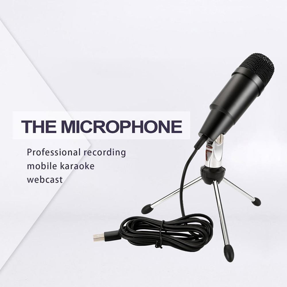 C330 Usb Microphone Karaoke Microphone Plastic and Metal Capacitor Microphone HeartShaped Pointing Black