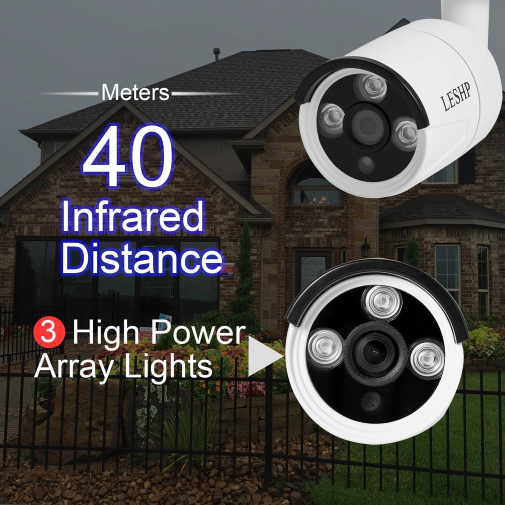 LESHP HD 4.0MP POE IP Bullet Camera Outdoor Waterproof Security Camera Day/Night Vision Motion Detection Intelligent Alarm