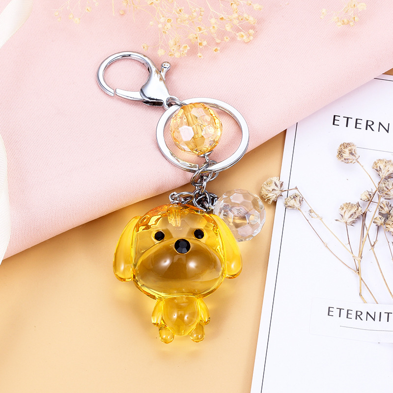 Transparent Crystal Dog Keychain Love Rope Key Chains Decorative Pendants for Women Bags Accessories Car Key Cute Gifts