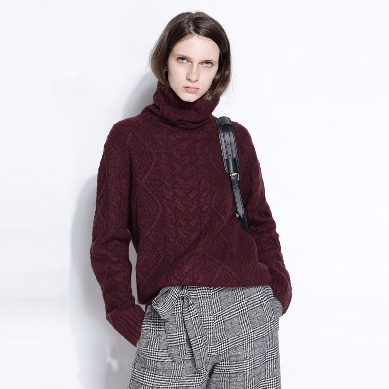 TAILOR SHEEP turtleneck sweater women winter cashmere jumpers wool knit bottom female long sleeve thick twist loose pullover V191129