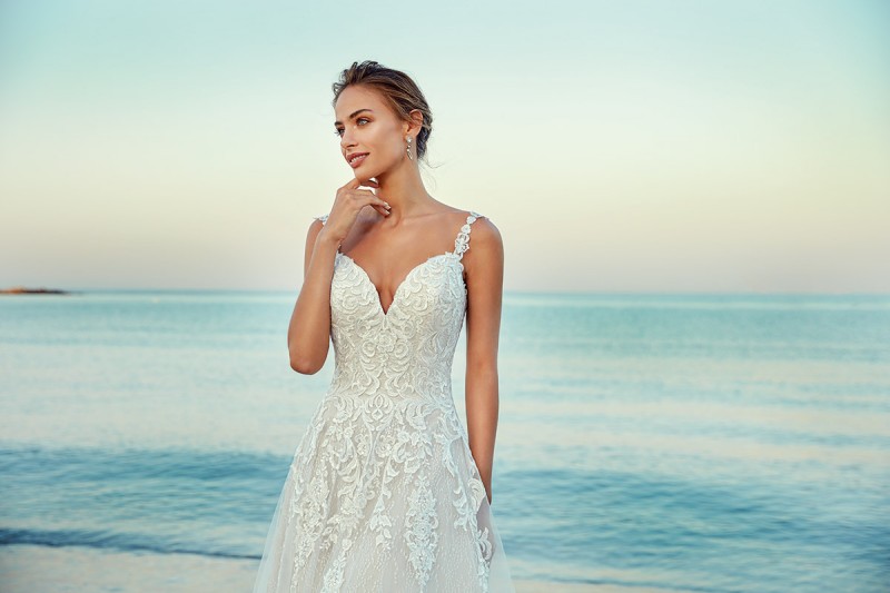 eddy k wedding dresses lace appliqued bohemian beach bridal gowns boho a line sexy spaghetti neck wedding dress plus size