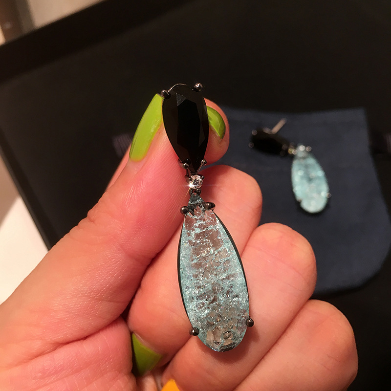 Fashion-925 Sterling Earrings Women Fashion Jewellery Shinning Crystal Drop Water Earings Bohemian Earrings Jewelry Hot Sale
