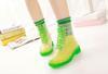 Hot Sale-Shipping PVC Transparent Womens Colorful Crystal Clear Flats Heels Water Shoes Female Rainboot Martin Rain Boots