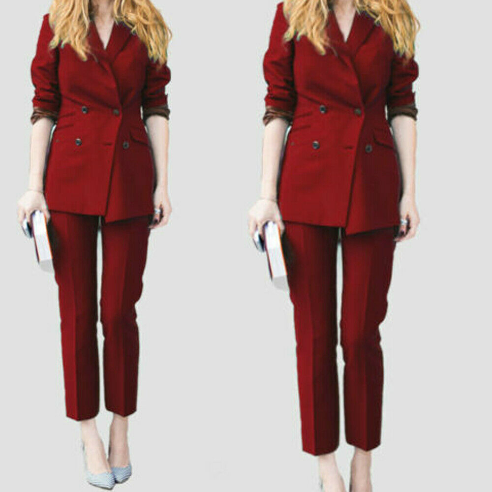 Red Wine Mother of the Bride Suits Slim Fit Work Uniform Wear Ladies Formal Party Evening Wear For Wedding(Jacket+Pants)