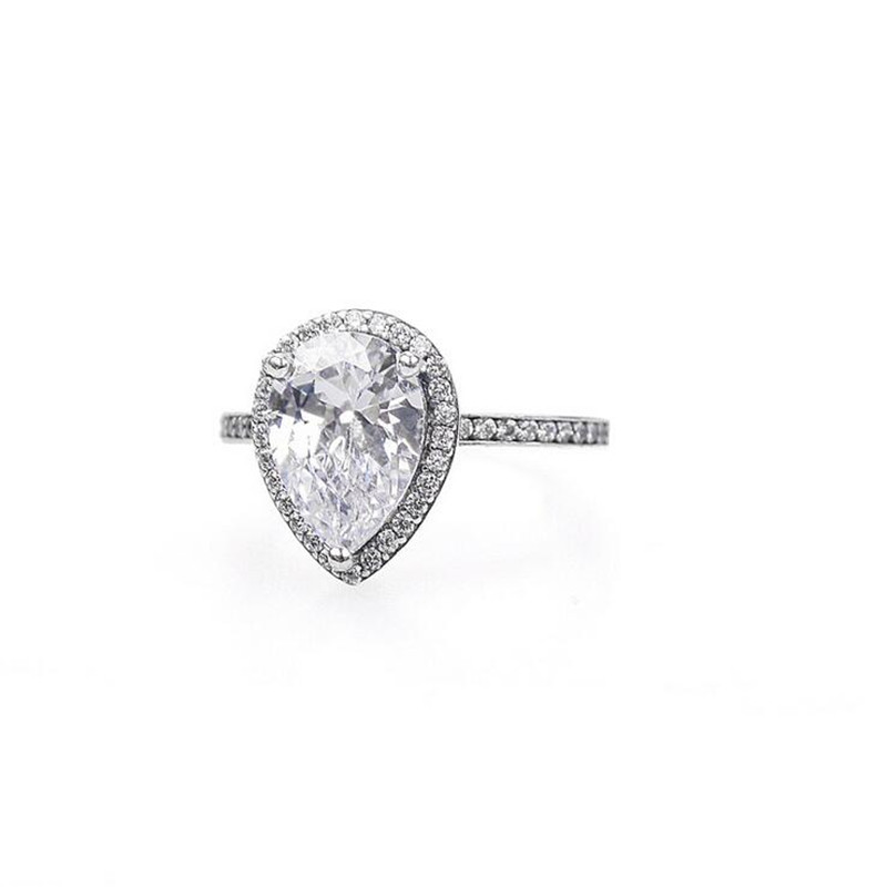 Vintage Fashion Jewelry Real 100% 925 Sterling Silver Never Fade Pear Cut 5A Cubic Zircon Eternity Ring Party Women Wedding Band Rings Gift