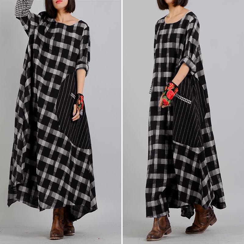 Spring Maxi Long Dress ZANZEA Women Vintage Plaid Checked Loose Sundress Vestido Robe Femme O Neck Long Sleeve Dresses Kaftan, Black
Spring Maxi Long Dress ZANZEA Women Vintage Plaid Checked Loose Sundress Vestido Robe Femme O Neck Long Sleeve Dresses Kaftan, Black