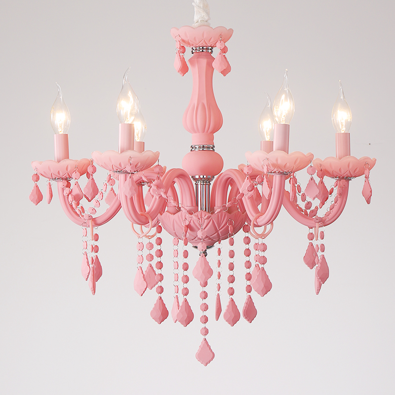 Nordic Macaron children's room lamp girl princess chandelier pink crystal bedroom chandelier color glass crystals for chandeliers - view 3