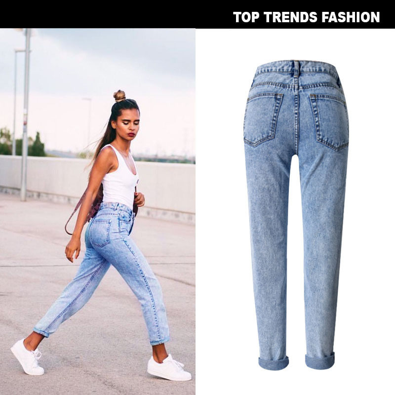 Blue High Waist Mom 80s Jeans Casual Straight-led Denim for Ladies jeans femme 2020