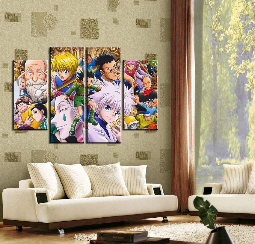 4pcs/set Unframed Hunter License Exam Anime Poster Print On Canvas Wall Art Picture For Home and Living Room Decor