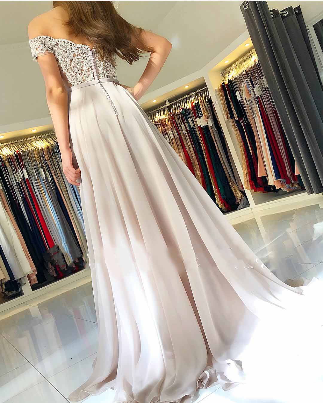 Evening Dresses V Neck Offer The Shoulder Glitter crystals Bodice A Line Chiffon Elegant Custom Made Formla Prom Party Bridal Dresses
