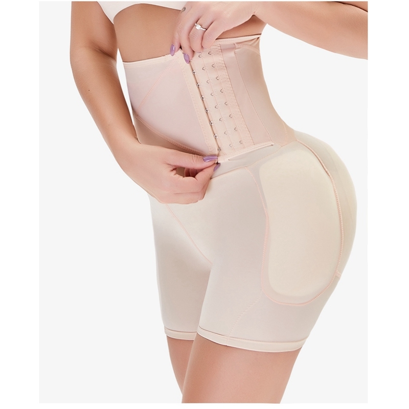 ZYSK Plus Size Women Ass Pads Butt Lifter High Waist Trummy Control Panties Slimming Shapewear Booty Lift Bid Body Shaper S-6XL T200529