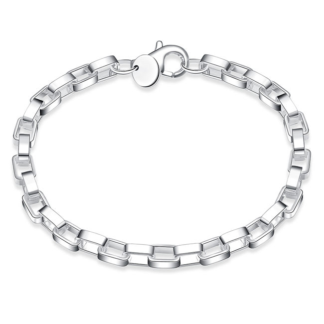Hot sale best gift 925 silver Big long box hand DFMCH203,Brand new fashion 925 sterling silver plated Chain link bracelets high grade