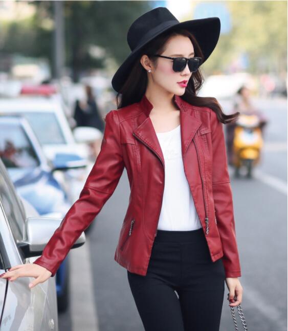 2019 New Spring and Autumn leather women's short thin Artificial leather jacket and coat collar leisure locomotive small tide, Black
2019 New Spring and Autumn leather women's short thin Artificial leather jacket and coat collar leisure locomotive small tide, Black