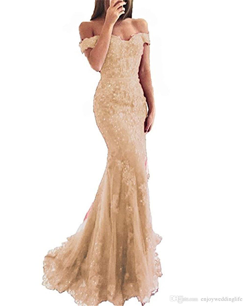 Off The Shoulder Mermaid Long Evening Dresses Tulle Appliques Beaded Custom Made Formal Evening Gowns Prom Party Wear