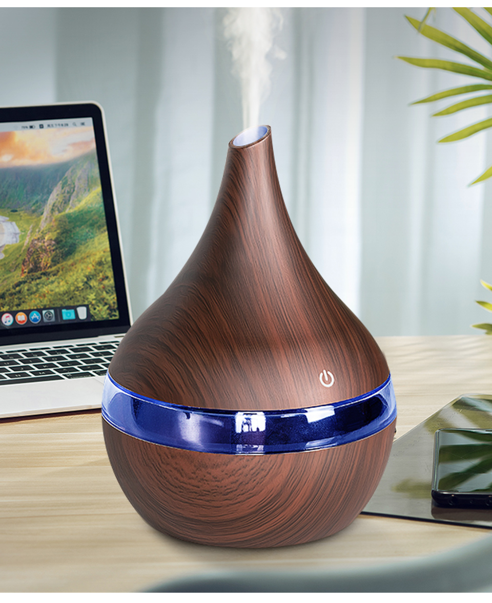 300ml USB Electric Aroma Air Diffuser Wood Ultrasonic Air Humidifier Cool Mist Maker For Home