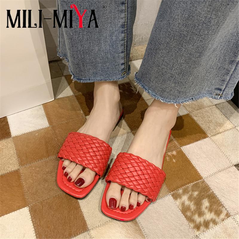 MILI-MIYA Classic Design Women Sandals Woven Pu Leather Solid Color Slip-On Square Heels Summer Casual Slippers Size 34-40, Red
MILI-MIYA Classic Design Women Sandals Woven Pu Leather Solid Color Slip-On Square Heels Summer Casual Slippers Size 34-40, Red