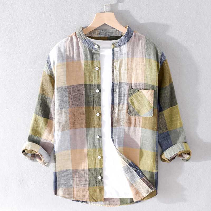 Suehaiwe's brand Italy cotton and linen plaid shirt men stand collar three-quarter sleeved casual shirts for men fashion shirt, Blue
Suehaiwe's brand Italy cotton and linen plaid shirt men stand collar three-quarter sleeved casual shirts for men fashion shirt, Blue
