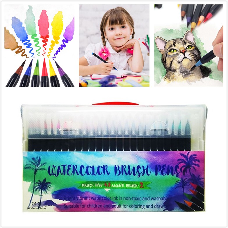 48 Colors Watercolor Brush Pens Art Marker Pens for Painting Drawing Soft Brush Pen Coloring Books Manga Calligraphy Stationery
48 Colors Watercolor Brush Pens Art Marker Pens for Painting Drawing Soft Brush Pen Coloring Books Manga Calligraphy Stationery